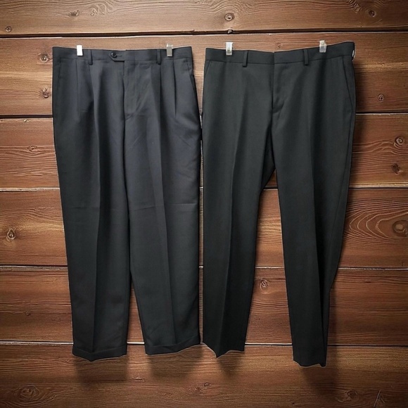 Apt.9/Claiborne, Mens, 2 Dress Pants,Dark Gray,Black,Sz 36,Zip,Button,Slim fit.! - Picture 1 of 13